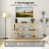 Consoletafel met 3 niveaus tv standaard voor tv's tot 65 inch tv console met gehard glazen planken goud 4