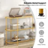 Consoletafel met 3 niveaus tv standaard voor tv's tot 65 inch tv console met gehard glazen planken goud 5