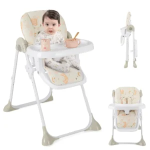 Converteerbare kinderstoel voor baby's en peuters met verstelbare hoogte verstelbare rugleuning en voetsteun op wielen beige 1