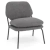 Decoratieve fauteuil zonder armleuningen loungestoel van fleecestof met hoge rugleuning dikke kussens moderne stoel grijs 1