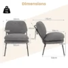 Decoratieve fauteuil zonder armleuningen loungestoel van fleecestof met hoge rugleuning dikke kussens moderne stoel grijs 2