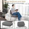 Decoratieve fauteuil zonder armleuningen loungestoel van fleecestof met hoge rugleuning dikke kussens moderne stoel grijs 4