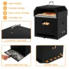 Draagbare pizza oven hout brandende pizza oven 33cm pizza steen pizza schep voor achtertuin camping 36 x 33,5 x 43,5 cm 4