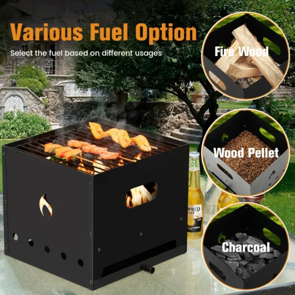 Draagbare pizza oven hout brandende pizza oven 33cm pizza steen pizza schep voor achtertuin camping 36 x 33,5 x 43,5 cm 7