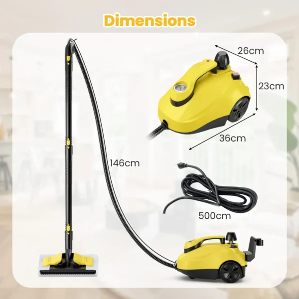 Draagbare stoomreiniger 2000 w rollende stoomreinigingsmachine hoge druk van 5 bar met accessoires en 1,8 l tank voor vloer en raam 2