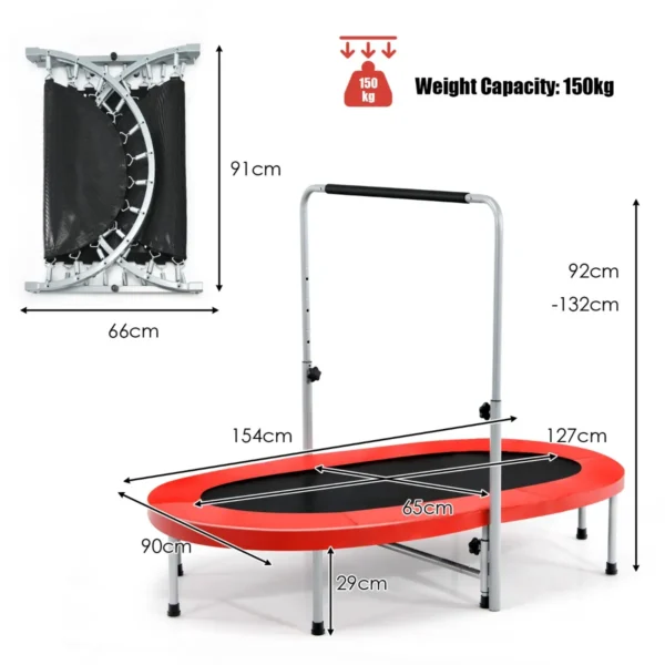 Dubbele trampoline voor 2 personen opvouwbare trampoline met verstelbare leuning en veiligheidsmat 154 x 89 x 92 132cm 3