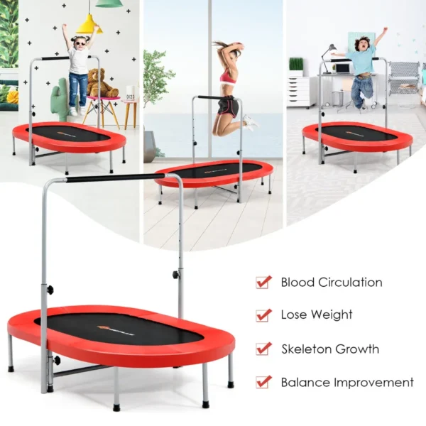Dubbele trampoline voor 2 personen opvouwbare trampoline met verstelbare leuning en veiligheidsmat 154 x 89 x 92 132cm 6