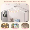 Eenpersoonsbed met bureau houten bed met hekvormig hoofdeinde haken en laden lattenbodem met 18 houten latten 200 x 90 cm 7