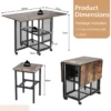 Eettafelset voor 2 personen keukentafel met uittrekbaar tafelblad en inklapbaar metalen frame eetkamertafelset met wielen incl. 2 krukken 4