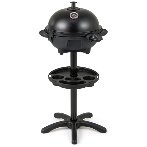 Elektrische barbecue 2 in 1 tafelgrill & staande grill met 2 zone grillplaat elektrische grill met kruidenrek en standaard anti aanbaklaag 2