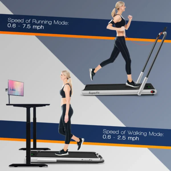 Elektrische loopband 1 12 km/u led display opvouwbare hometrainer fitnessapparaat 120 kg zilver 4