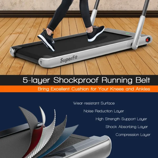 Elektrische loopband 1 12 km/u led display opvouwbare hometrainer fitnessapparaat 120 kg zilver 6