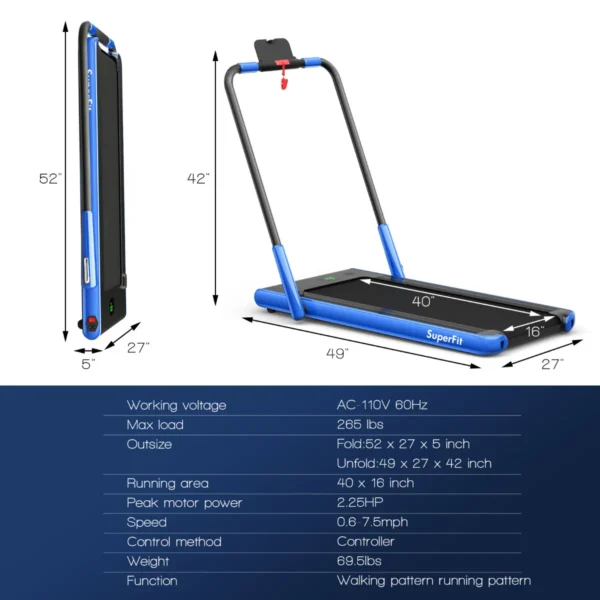 Elektrische loopband 1 12 km / u led display opvouwbare hometrainer fitnessapparatuur 120 kg marine 3