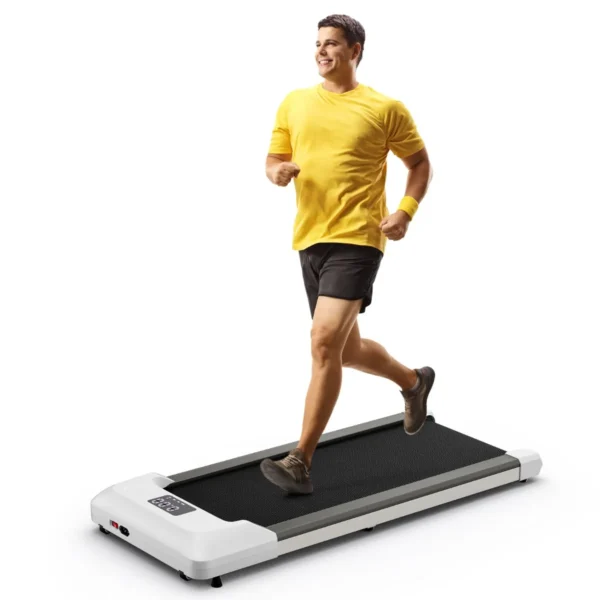 Elektrische loopband 1 tot 6 km/h met wielen 120 kg draagvermogen kantelbare loopband met afstandsbediening onder het bureau of bed grijs 2