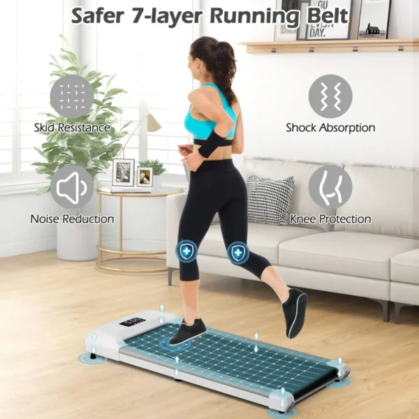 Elektrische loopband 1 tot 6 km/h met wielen 120 kg draagvermogen kantelbare loopband met afstandsbediening onder het bureau of bed grijs 6