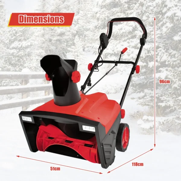 Elektrische sneeuwblazer met ledlampen en 15 a motor 50 cm werkbreedte 25 cm werkhoogte bekabelde ontruimingsmachine rood 2