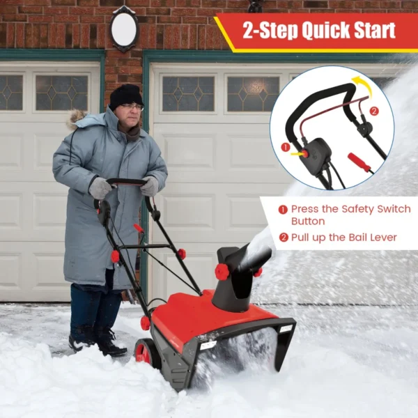 Elektrische sneeuwblazer met ledlampen en 15 a motor 50 cm werkbreedte 25 cm werkhoogte bekabelde ontruimingsmachine rood 4