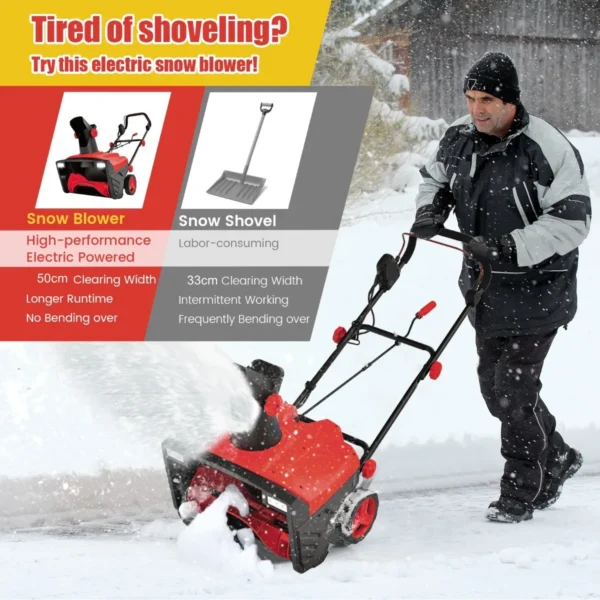 Elektrische sneeuwblazer met ledlampen en 15 a motor 50 cm werkbreedte 25 cm werkhoogte bekabelde ontruimingsmachine rood 6