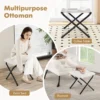 Fauteuil met kruk relaxstoel met armleuningen zijzak en voetensteun loungestoel televisiestoel gevoerde oorfauteuil (beige) 4