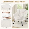 Fauteuil met kruk relaxstoel met armleuningen zijzak en voetensteun loungestoel televisiestoel gevoerde oorfauteuil (beige) 6