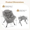 Fauteuil met kruk relaxstoel met armleuningen zijzak en voetensteun loungestoel televisiestoel gevoerde oorfauteuil grijs 2