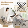 Fauteuil met kruk relaxstoel met armleuningen zijzak en voetensteun loungestoel televisiestoel gevoerde oorfauteuil grijs 4