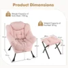 Fauteuil met kruk relaxstoel met armleuningen zijzak en voetensteun loungestoel televisiestoel gevoerde oorfauteuil roze 2