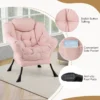 Fauteuil met kruk relaxstoel met armleuningen zijzak en voetensteun loungestoel televisiestoel gevoerde oorfauteuil roze 7