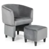 Fauteuil met voetenbank gevoerde fluwelen stoel massief hout ruimtebesparende accentstoel relaxstoel voor woonkamer (grijs) 2