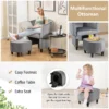Fauteuil met voetenbank gevoerde fluwelen stoel massief hout ruimtebesparende accentstoel relaxstoel voor woonkamer (grijs) 4
