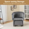 Fauteuil met voetenbank gevoerde fluwelen stoel massief hout ruimtebesparende accentstoel relaxstoel voor woonkamer (grijs) 5