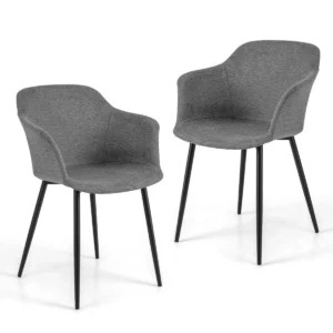 Fauteuil set van 2 gestoffeerde lounge fauteuil zithoogte 46 cm 4 metalen poten voor woonkamer eetkamer laadvermogen 150 kg grijs 1