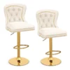 Fluwelen barkrukken set van 2 draaibare barstoel verstelbare zithoogte 67 87 cm metalen frame hoge stoel voor keukeneilanden bistro beige 1