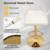Fluwelen barkrukken set van 2 draaibare barstoel verstelbare zithoogte 67 87 cm metalen frame hoge stoel voor keukeneilanden bistro beige 4