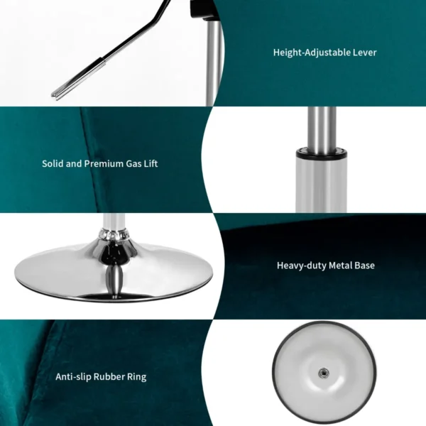 Fluwelen draaibare stoel slaapkamer stoel met in hoogte verstelbare ronde rugleuning moderne bureaustoel make up stoel groen 7