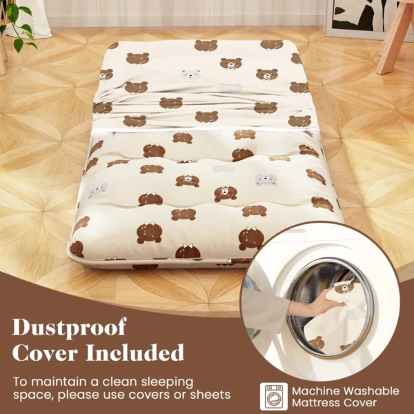 Futon matras vloer rollmatras tatami mat met wasbare hoes draagbare & opvouwbare slaapmat 90 cm bruin 5