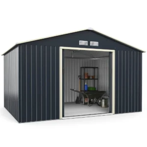 Gereedschapsschuur metaal met 4 ventilatieopeningen & schuifdeur gereedschapsschuur afsluitbaar uitgebreid 340 x 319 x 210 cm 1