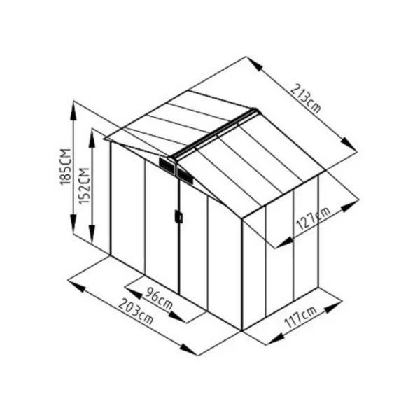 Gereedschapsschuur tuinhuis inclusief metalen fundering 213 x 127 x 185 cm donkergrijs 2
