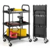  gereedschapswagen 3 etages inklapbare rolwagen op wielen multifunctionele trolley werkplaatswagen servicewagen zwart 1