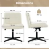 Gestoffeerde bureaustoel in pu leer met oversized u vormige zitting in hoogte verstelbare draaistoel zonder armleuningen beige 2