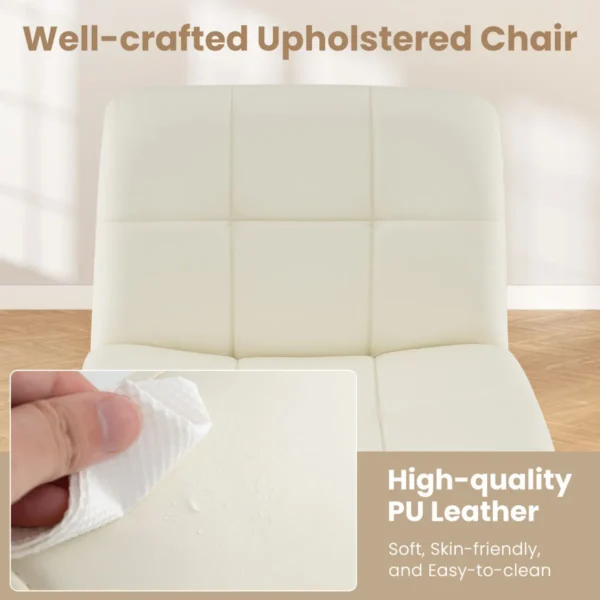 Gestoffeerde bureaustoel in pu leer met oversized u vormige zitting in hoogte verstelbare draaistoel zonder armleuningen beige 4