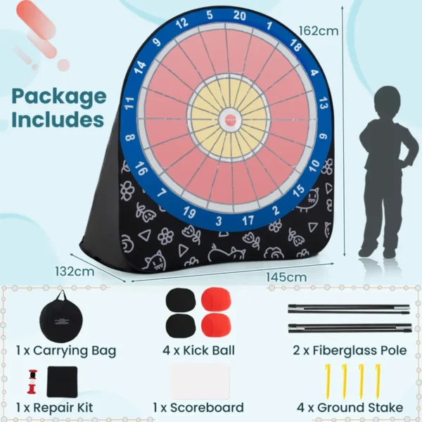 Groot bal gooi doel voor kinderen 4 kleverige ballen draagtas reuze buitenspelen en activiteiten voor familiefeesten tuin zwart 3