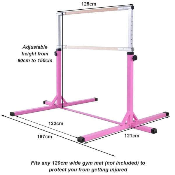 Gymnastiektraining rekstok in hoogte verstelbaar 90cm 150cm kindertrainingspaal met antislip rubberen zool beukenhouten stang 3