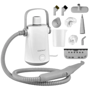 Handstoomreiniger 1000 w en 300 ml watercapaciteit en 10 accessoiresets stoomreiniger voor alles tapijten ramen bekleding grijs 1