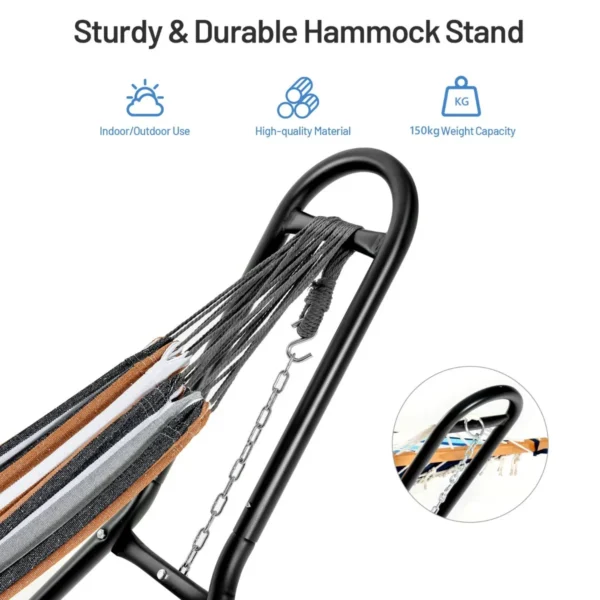 Hangmat standaard zwaar uitgevoerd stalen hangmat met 2 kettingen & 2 s haken weerbestendig materiaal solide stalen frame 7