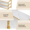 Hoek kledingrek open planken 7 haken solide metalen frame anti kantelset organiser voor slaapkamer garderobe goud 6