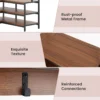 Hoek kledingrek open planken 7 haken solide metalen frame anti kantelset organiser voor slaapkamer garderobe okkernoot 6