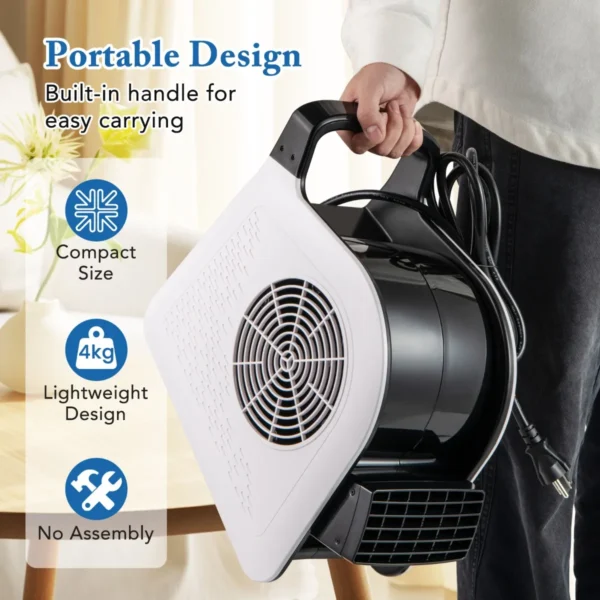 Hogesnelheidsventilator met 3 snelheden draagbare ventilator met 185° draaibare kop voor drogen en koelen 130 w 552 m³/u voor thuisgarage 3