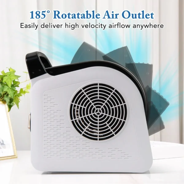 Hogesnelheidsventilator met 3 snelheden draagbare ventilator met 185° draaibare kop voor drogen en koelen 130 w 552 m³/u voor thuisgarage 5