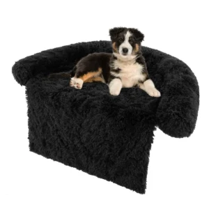 Hondenbed van pluche hondendeken hondenkussen met wasbare overtrek pluche bed voor middelgrote honden 112 x 101cm zwart 1